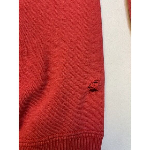 VINTAGE Champion Logo Embroidered Sweatshirt Men Medium Red Distressed USA 90s - Picture 3 of 9